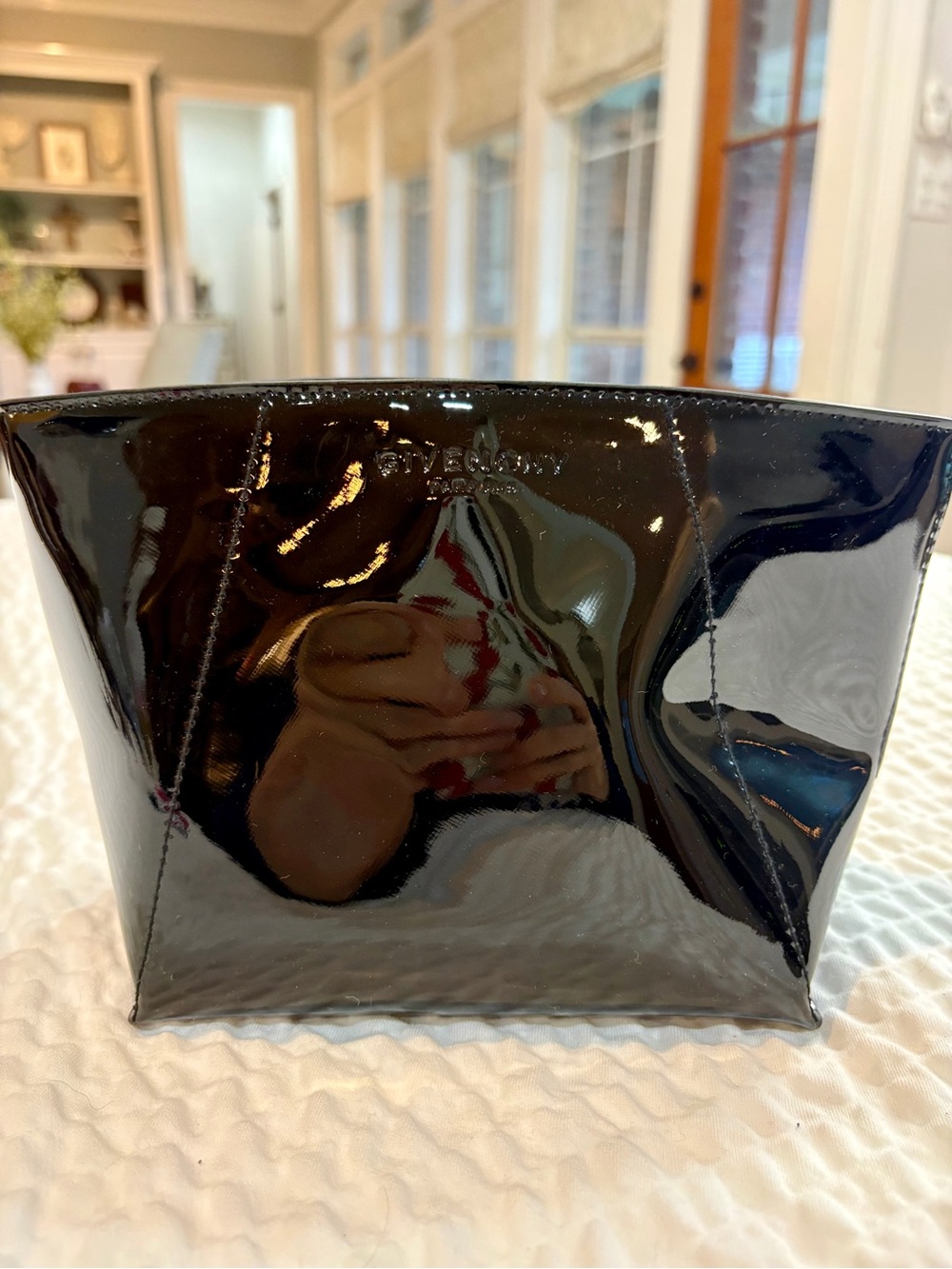 Givenchy Black Patent Pouch w gold tone star zipper $25 or free w $100 purchase